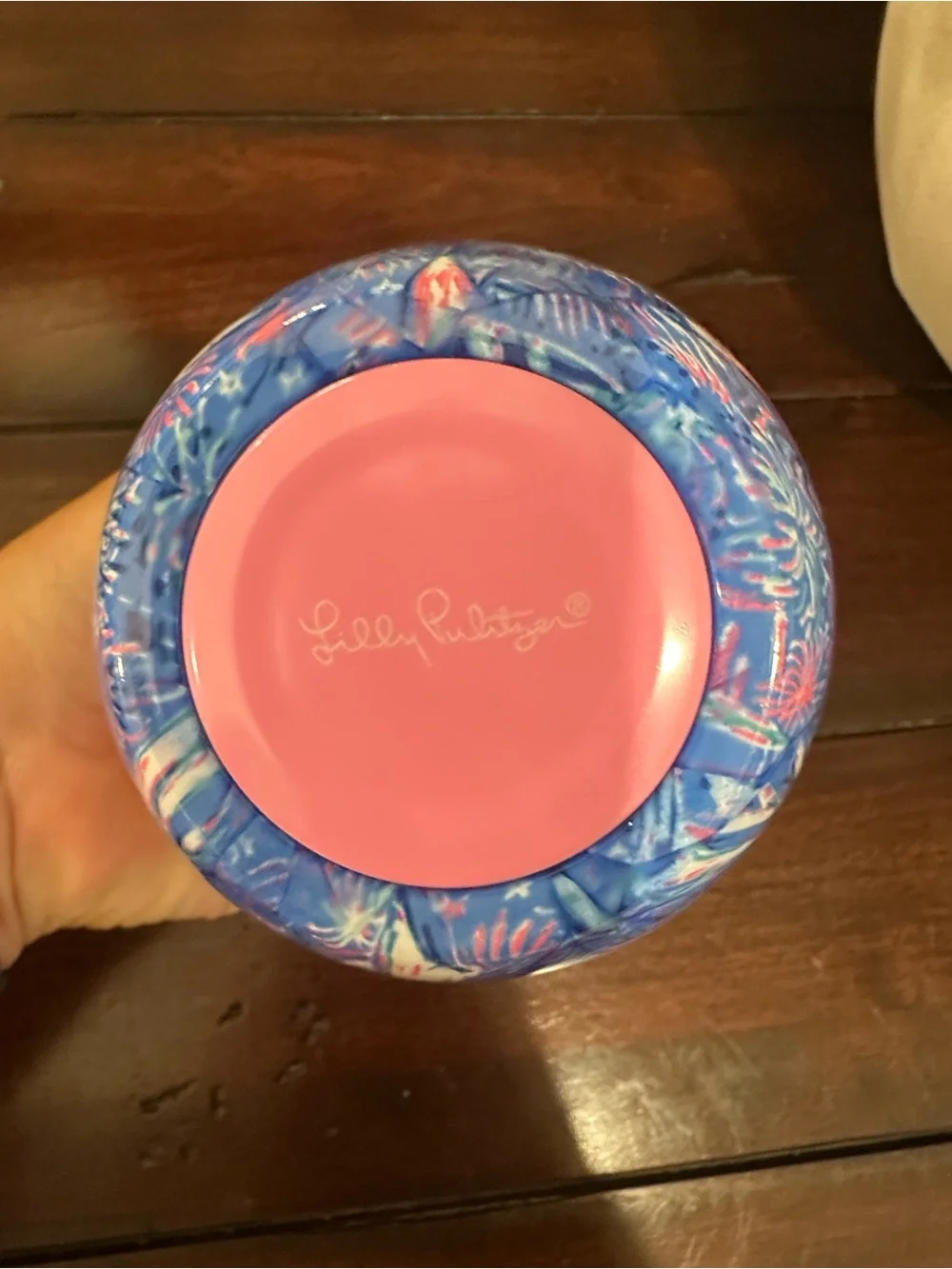 Lilly Pulitzer Blue and Pink Fireworks Stemless Tumbler SET OF 2